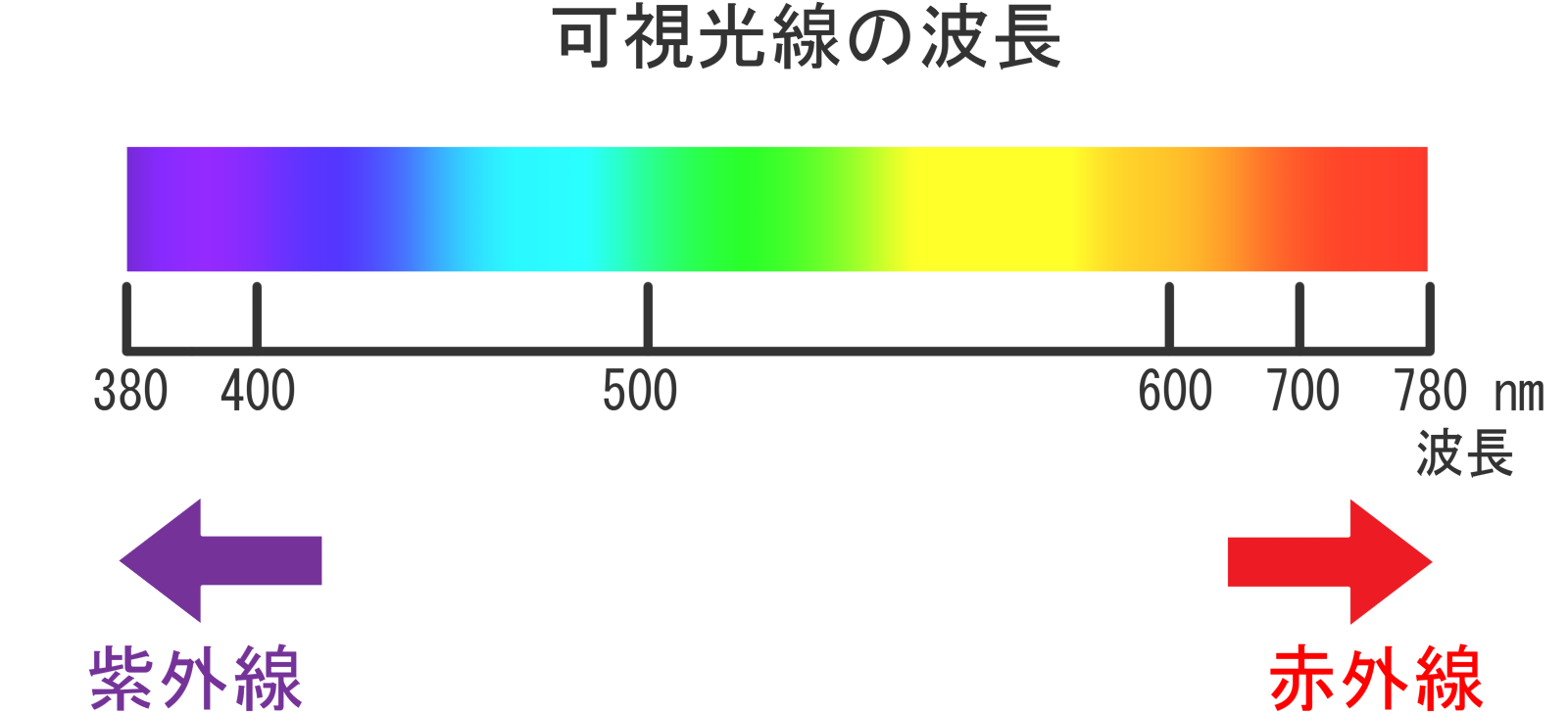 光線の波長（可視・不可視含む）